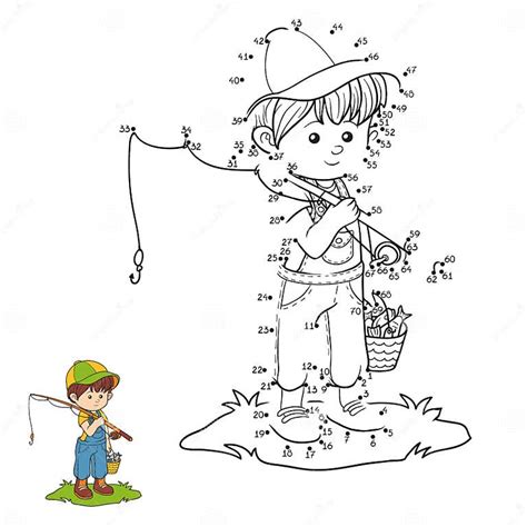 Numbers Game Little Boy Fisher Stock Vector Illustration Of