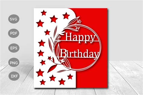 Happy Birthday Papercut Card Cover Template Svg Design
