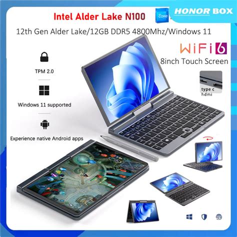 Crelander Mini Laptop 8 Inch Touch Screen Intel Alder Lake N100 12gb