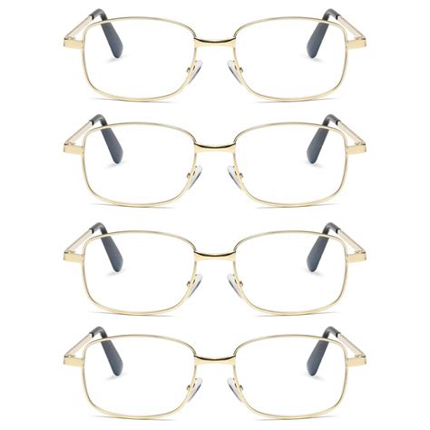 4 pairs mens womens metal frame clear lens reading glasses fashion classic readers 2 00