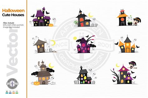 Cute Haunted Houses Graphic By Afterten · Creative Fabrica