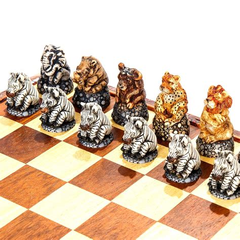 African Animal Chess Set Etsy