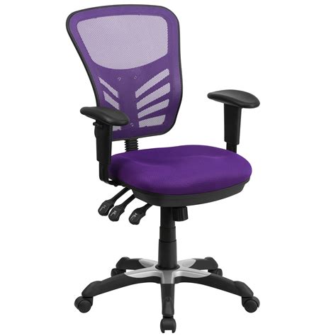 A Line Furniture Multi Function Purple Executive Mesh Back Swivel Office Chair With Triple