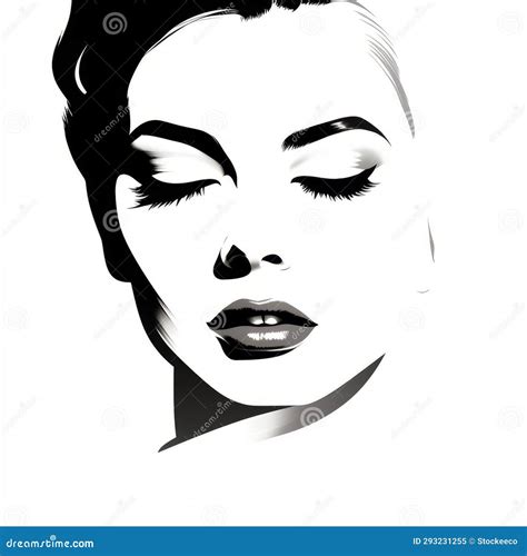 Retro Glamour Black And White Women S Face Illustration Stock Illustration Illustration Of