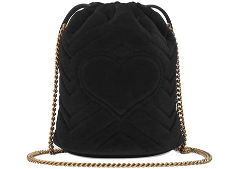 Gg marmont embroidered velvet mini bag. Gucci GG Marmont Bucket Bag Velvet Mini Black