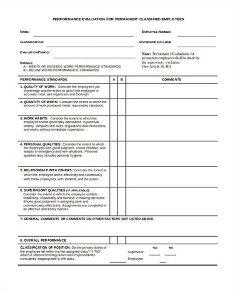 Free Employee Evaluation Form Pdf Word Eforms Images And Photos Finder