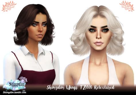Shimydim Wings Tz1016 Hair Retexture Sims 4 Hairs