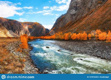 Chulyshman River Valley In Altai Mountains Siberia Russia Stock Photo