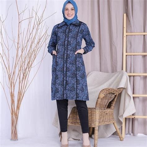 √ 50 Model Tunik Batik Elegan Modern Kerja And Kombinasi Girlisme