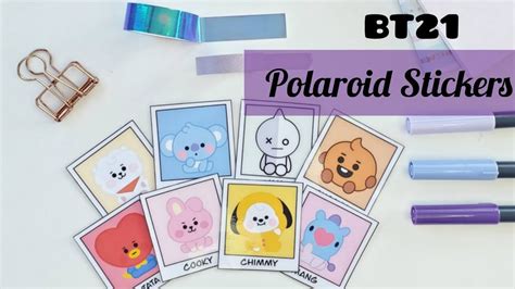 How To Make Bt21 Polaroid Die Cute Stickers At Home Diy Bt21 Polaroid