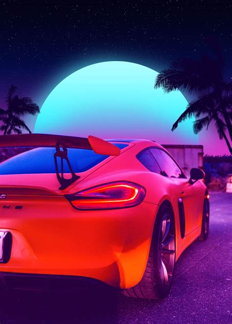 Synthwave Porsche Outrun Poster By Inspire Collection Displate