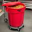 Rubbermaid BRUTE 20 Gallon Red Trash Can With Lid And Dolly