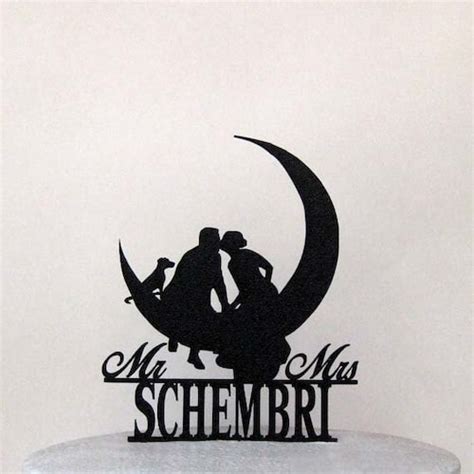 Moon And Star Wedding Cake Topper Bride And Groom Silhouette Etsy