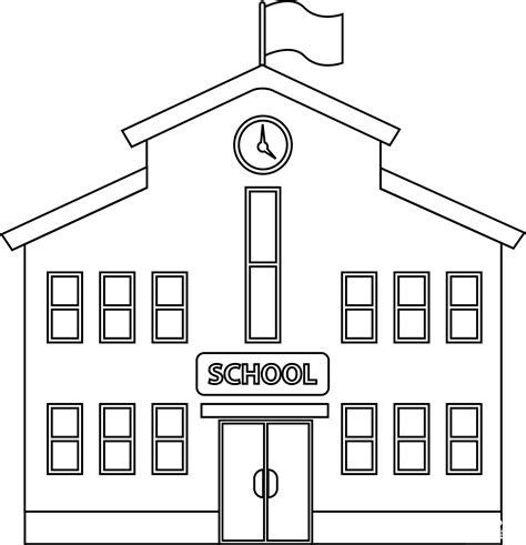 School Building Coloring Page Colouringpages