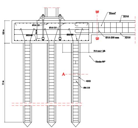 Pile Cross Section Complete Design For The Pile Cap Drien Pile And