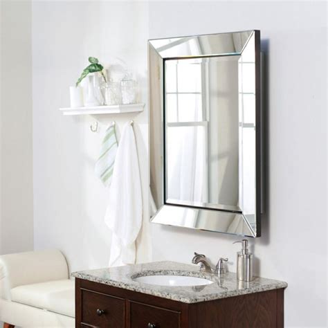 A shaving cabinet or mirror medicine cabinet serves the dual purpose of a bathroom mirror and a storage space for shaving gear, toothbrushes, medicine and other small bathroom bits and pieces in fact, the mirror will make the room seem larger if anything! Beveled mirror frame medicine cabinet | Bathrooms | Pinterest