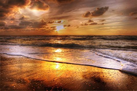 Abendstimmung Afterglow Beach Clouds Coast Dawn Dramatic Dusk