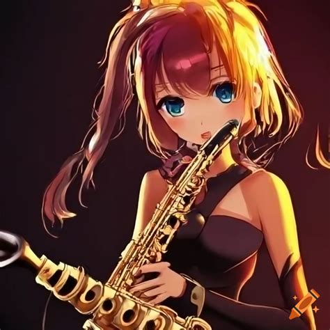 Anime Girl Playing Saxophone