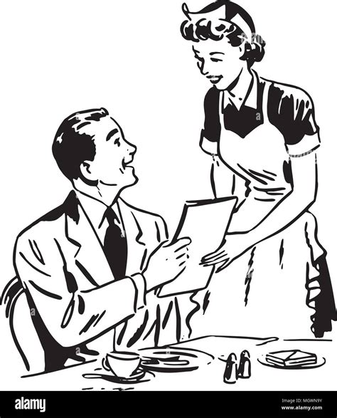 Waitress Handing Stock Vector Images Alamy