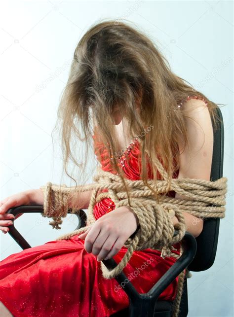 Woman Tied Up With A Rope Stock Photo AndreyKr