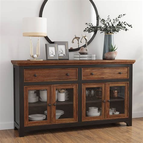 bolsover two tone solid wood farmhouse large sideboard cabinet