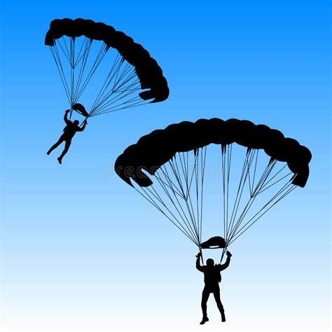 Parachutiste Vecteur De Parachutage De Silhouettes Illustration De