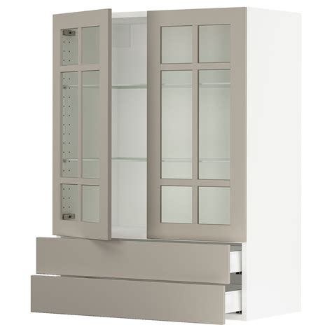 Ikea Sektion Maximera Wall Cab W 2 Glass Doors2 Drawers White