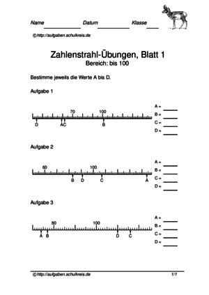 (mesaj alınınca pencere otomatik kapanacaktır). Zahlenstrahl-Übungsblätter kostenlos, Klasse 2,3,4
