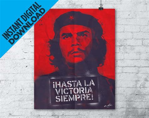 Poster Che Guevara Hasta La Victoria Siempre High Quality Etsy