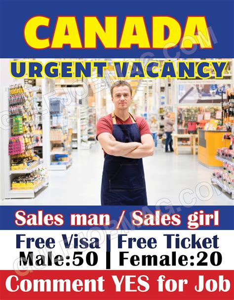 Full time only can start immediately , urgent hiring age 21 until 32 years old no experience can apply training provided. Urgent Vacancies in Supermarket in Canada - Gulf Job Mag