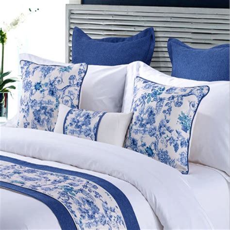 Blue And White Porcelain Cushion Cover Luxury Model Room American