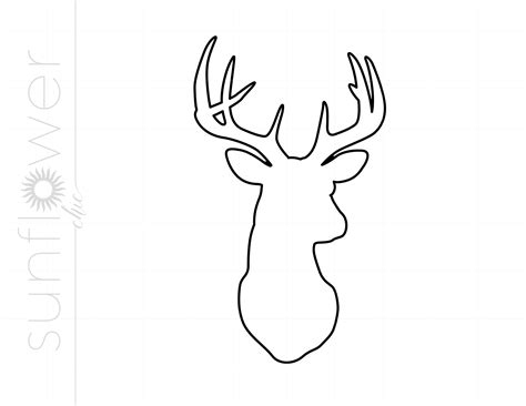 Deer Head Outline Svg Outlined Deer Head Clipart Deer Head Etsy Canada