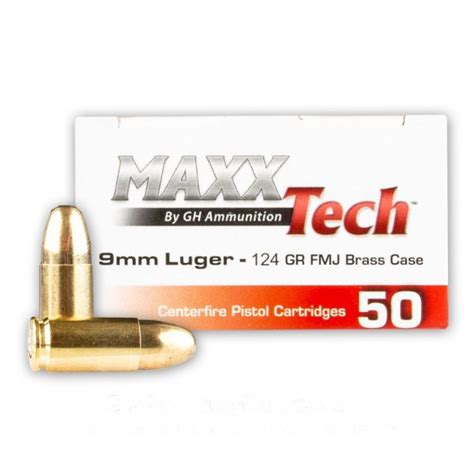 9mm 124 Grain Fmj Maxx Tech 1000 Rounds Ammo