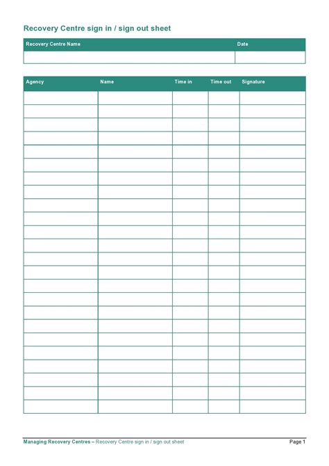 Printable Sign In And Out Sheet Its A Simple But Effective Tool That