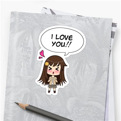 Chibi Anime Girl Says I Love You Stickers By Theskyisup Redbubble