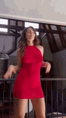 Perfect Brunette Dancing Animated Gif Red Dress Mini Dress Dance