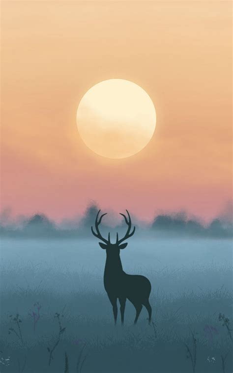 Deer Silhouette Moon Night Art Samsung Galaxy Note Gt N7000 Meizu