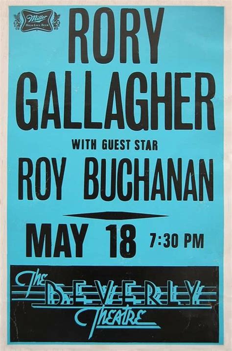 Rory Gallagher 1985 Los Angeles Vintage Concert Posters Roy Buchanan