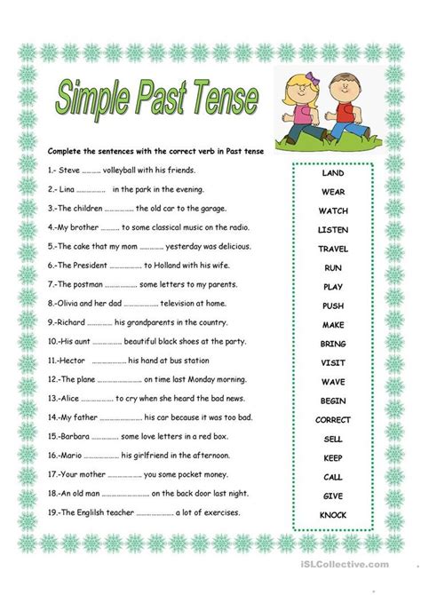Simple Past Tense English Esl Worksheets For Distance Learning And Physical Classrooms Tenses