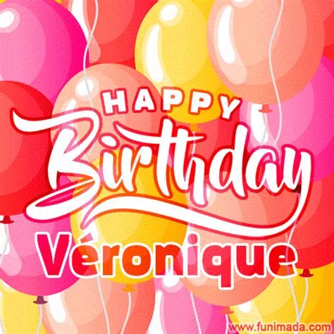 Happy Birthday V Ronique Colorful Animated Floating Balloons Birthday