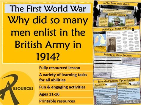 Ks3 History First World War Why Did So Many Men Enlist For The Army