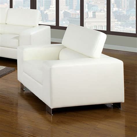 Furniture Of America Makri Modern White Faux Leather Accent Chair In