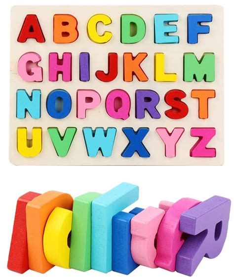 Uppercase Letter Kunmark Wooden Alphabet Puzzle Abc Jigsaws Chunky