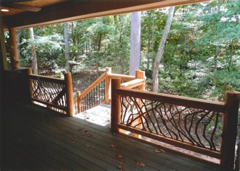 It does not contain a tutorial, but hopefully, you could use the picture as inspiration. deck-railing-cedar-log-post - Deck Railing | Mountain ...