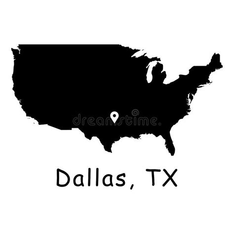 Dallas City Texas On Usa Map Detailed America Country Map With Location Pin On Dallas Tx Stock