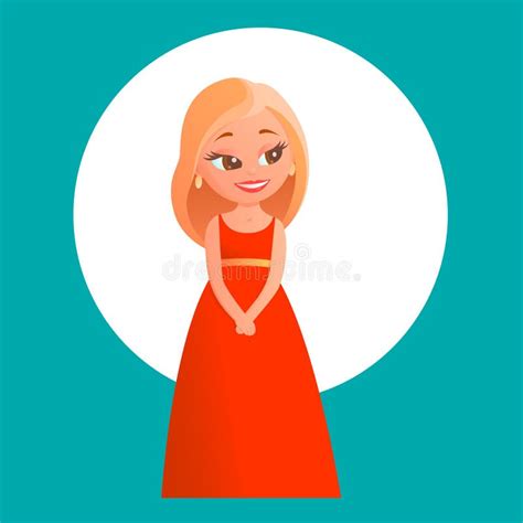 beautiful cartoon girl in a red dress stock vector illustration of drawn poster 159516098