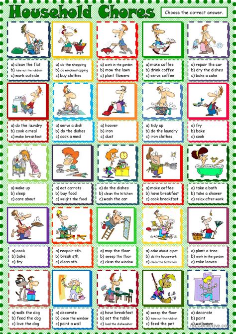 Household Chores English Esl Worksheets Pdf And Doc