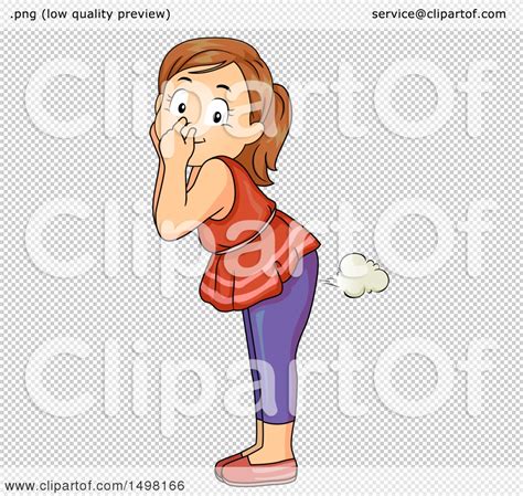 Clipart Of A Girl Plugging Her Nose And Farting Royalty Free Vector