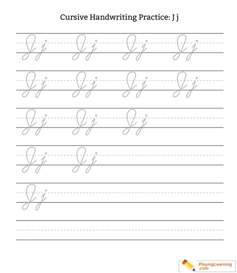 Cursive Handwriting Practice Letter J Free Cursive Handwriting