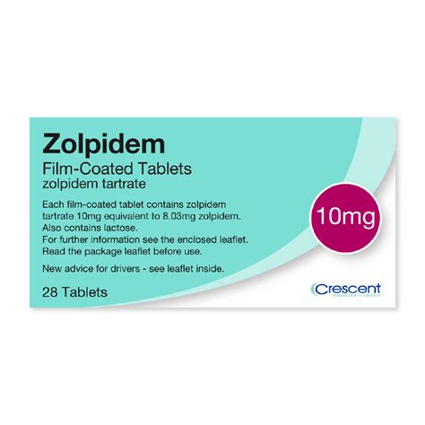 Zolpidem 10mg Film Coated Tablets Crescent Pharma